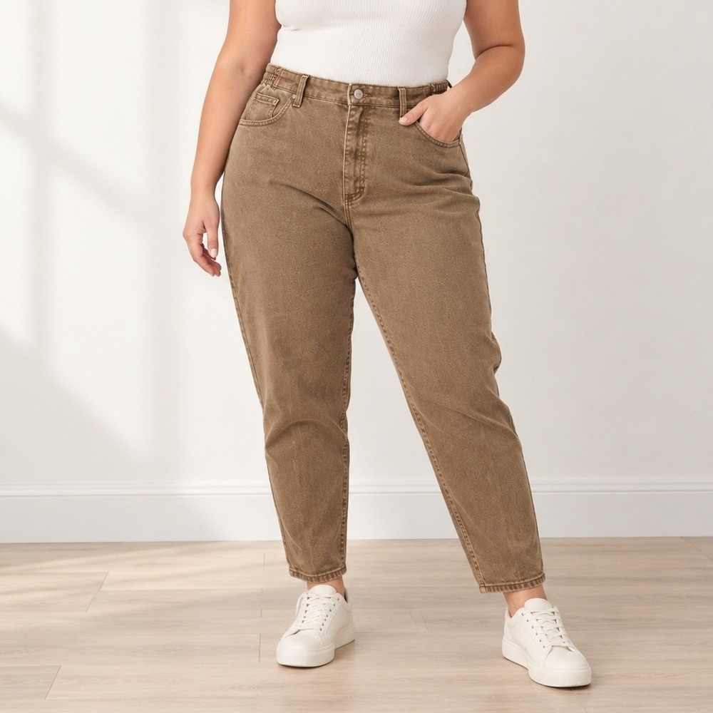 Vintage 90s LL Bean High Rise Jeans Womens 33X28 Camel Brown Made in USA Tapered